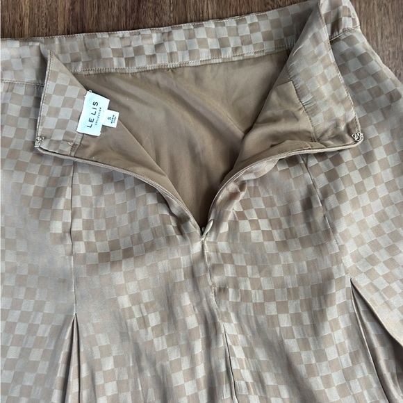 LE LIS Satin Check Button Shirt Mini Skirt Preppy Minimalist 2 Piece Set Size S - Picture 8 of 15